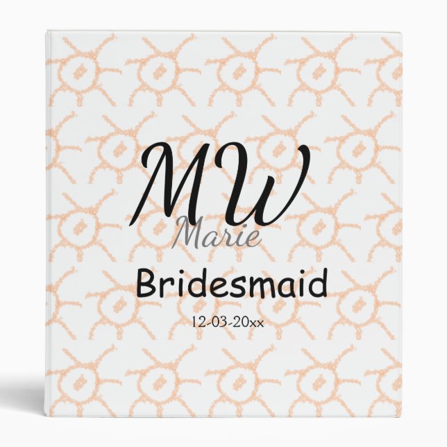 Classeur nom monogramme simple personnalisé bridesmaid spar (Devant)