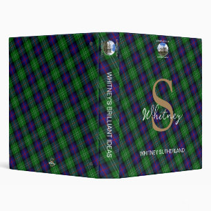 Classeur Nom Monogramme Tartan Écossais Élégant Sutherland