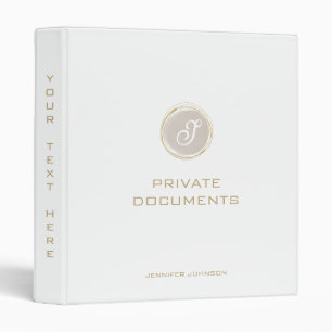 Classeur Nom monogramme typographie or aquarelle beige