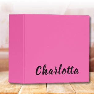 Classeur Nom noir moderne Couleur rose chaude néon