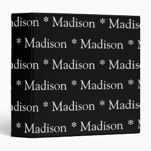 Classeur Nom personnalisable texte motif noir blanc