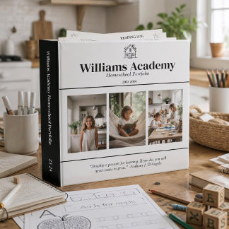 Classeur Nom personnalisé 3 Photo avec citation École à la
