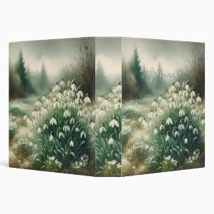 Classeur Nom personnalisé Aquarelle Vintage Floral Snowdrop