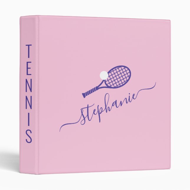 Classeur Nom personnalisé Cute entraîneur joueur de tennis (Devant/Côté)