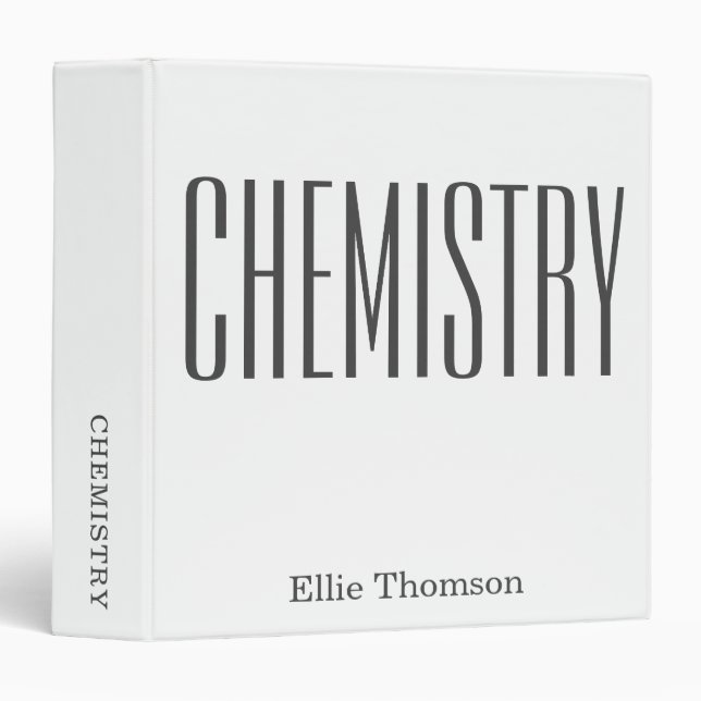 Classeur Nom personnalisé École de chimie Sujet Blanc (Devant/Côté)