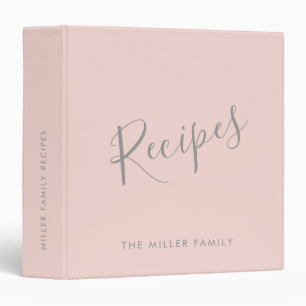 Classeur Nom personnalisé Élégant Recette Moderne Écriture 