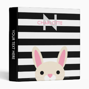 Classeur Nom personnalisé et initiale du lapin mou
