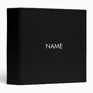 Classeur Nom personnalisé noir minimaliste monogramme solid