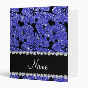 Classeur Nom personnalisé parties scintillant bleu néon che