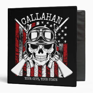 Classeur NOM personnalisé Soldat Crâne Double Armes USA D
