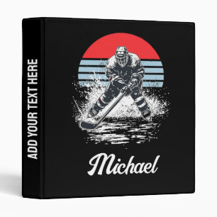 Classeur Nom personnalisé tendance Joueur de hockey noir