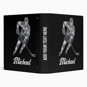 Classeur Nom personnalisé tendance Joueur de hockey noir