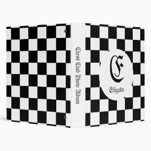 Classeur Nom personnalisé vintage À damiers noir et blanc
