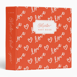 Classeur Nom Red Love & Hearts Baby Book
