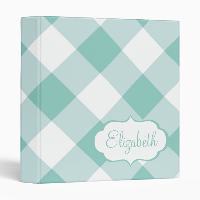 Classeur nommé fait sur commande de guingan bleu (Devant/Côté)