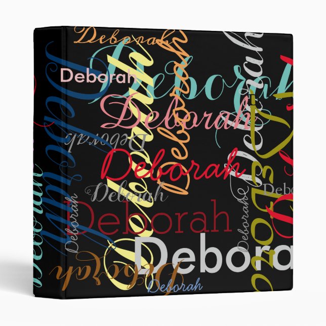Classeur noms colorés sur noir (Devant/Côté)