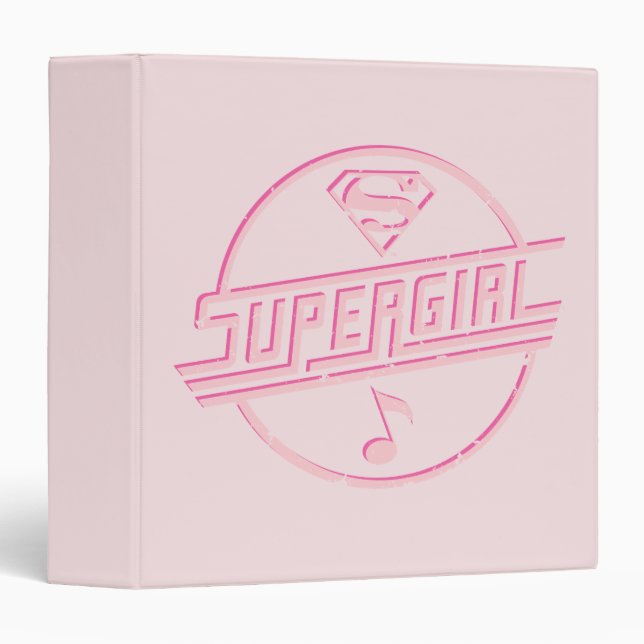 Classeur Note de musique rose Supergirl (Devant/Côté)