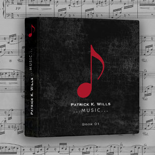Classeur note de musique rouge sur le noir