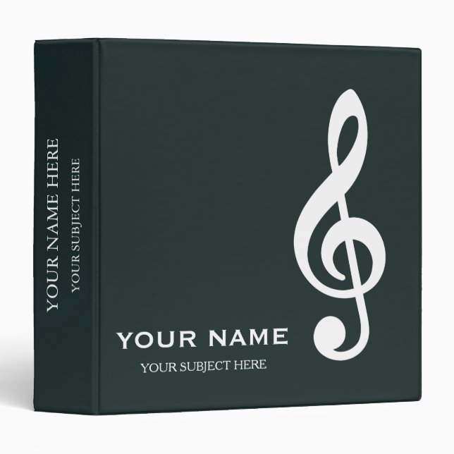 Classeur Note musicale sur le Clé de Tréble Personnalisé su (Devant/Côté)