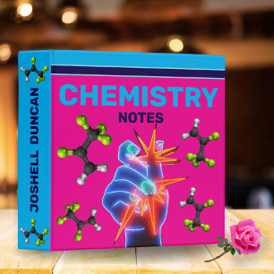 Classeur Notes de chimie personnalisée Rose et bleu