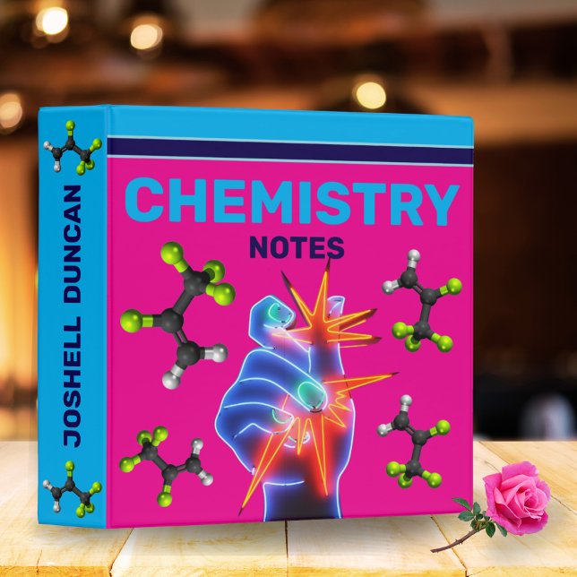 Classeur Notes de chimie personnalisée | Rose et bleu (Créateur téléchargé)