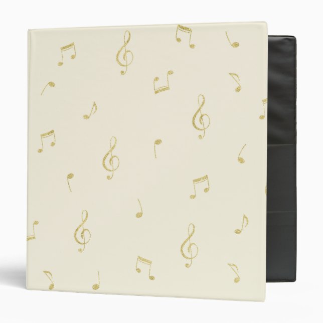 Classeur Notes de musique crème dorée (Devant/Intérieur)