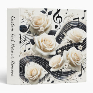 Classeur Notes de Musique Élégantes Roses Blanches Personna
