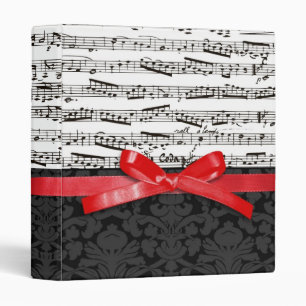 Classeur Notes de musique et ruban faux rouge