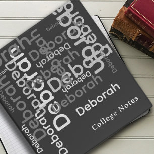 Classeur Notes de typographie moderne en gris élégant