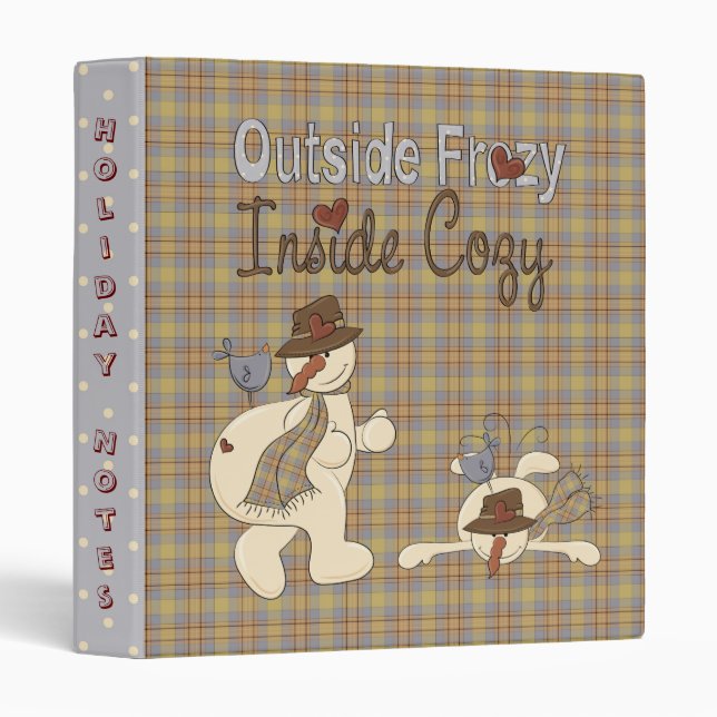 Classeur Notes de vacances de bonhomme de neige d'amusement (Devant/Côté)