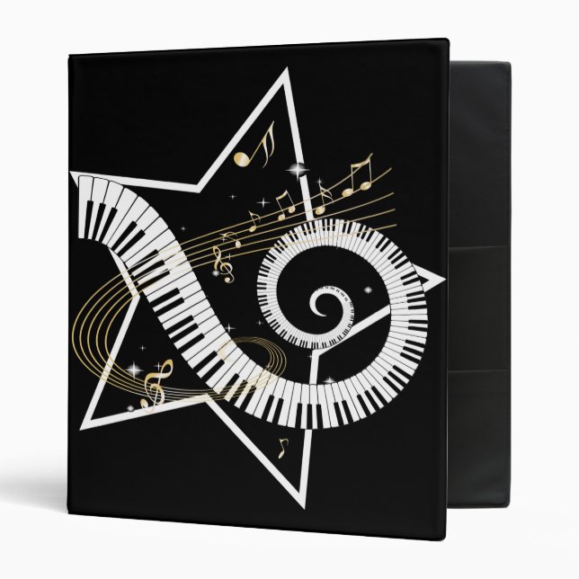 Classeur Notes d'or d'étoile musicale (Devant/intérieur)