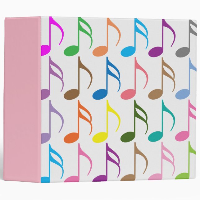 Classeur Notes musicales colorées motif (Devant/Côté)