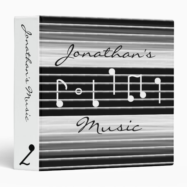 Classeur Notes musicales de poils personnalisées (Devant/Côté)
