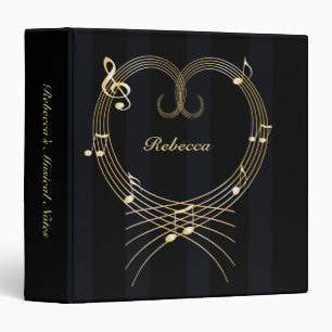 Classeur Notes musicales du coeur d'or personnalisées