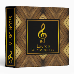 Classeur Notes musicales Or noir en bois