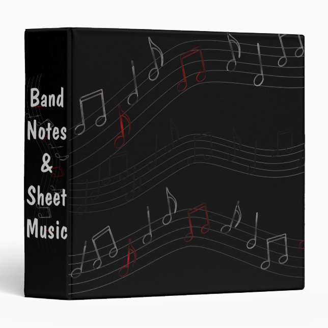 Classeur Notes musicales personnalisées (Devant/Côté)