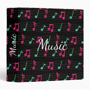 Classeur Notes musicales roses et Turquoises