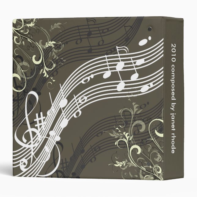 Classeur Notes musicales + tourbillons classeurs, cadeau de (Dos/Côté)