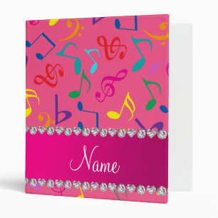 Classeur Notes roses nommées personnalisées de musique