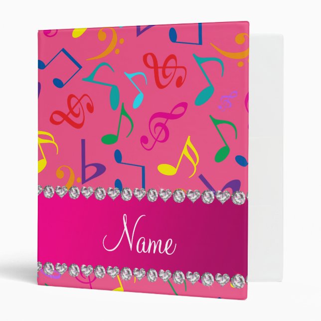 Classeur Notes roses nommées personnalisées de musique (Devant/intérieur)