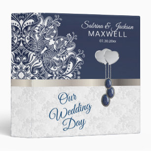 Classeur Notre Jour de Mariage Bleu foncé et Blanc