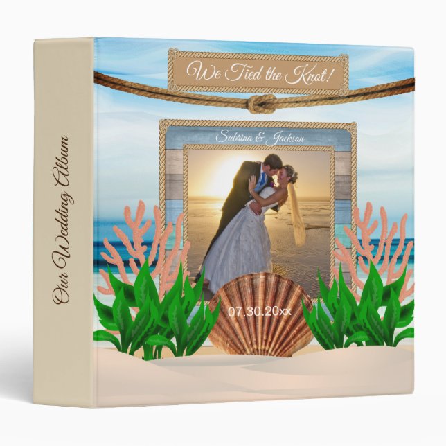 Classeur Notre jour de mariage sur la plage (Devant/Côté)