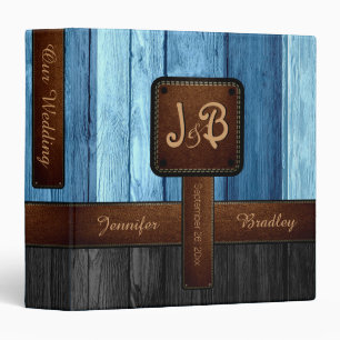 Classeur Notre Mariage   Album en bois bleu et noir