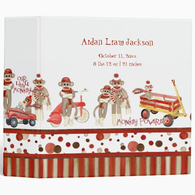 Classeur Notre petit singe mignon livre rouge bébé photo (Devant/Côté)