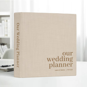 Classeur Notre Planificateur de Mariage Simple Élégant Lin