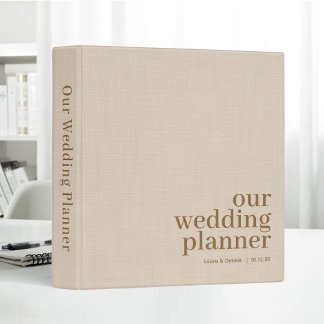 Classeur Notre Planificateur de Mariage Simple Élégant Lin