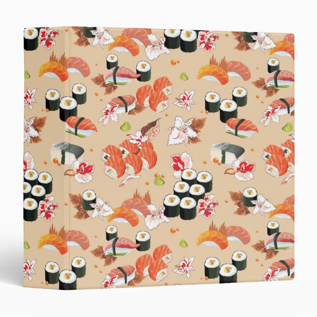 Classeur Nourriture japonaise : Motif 3 de sushi (Devant/Côté)