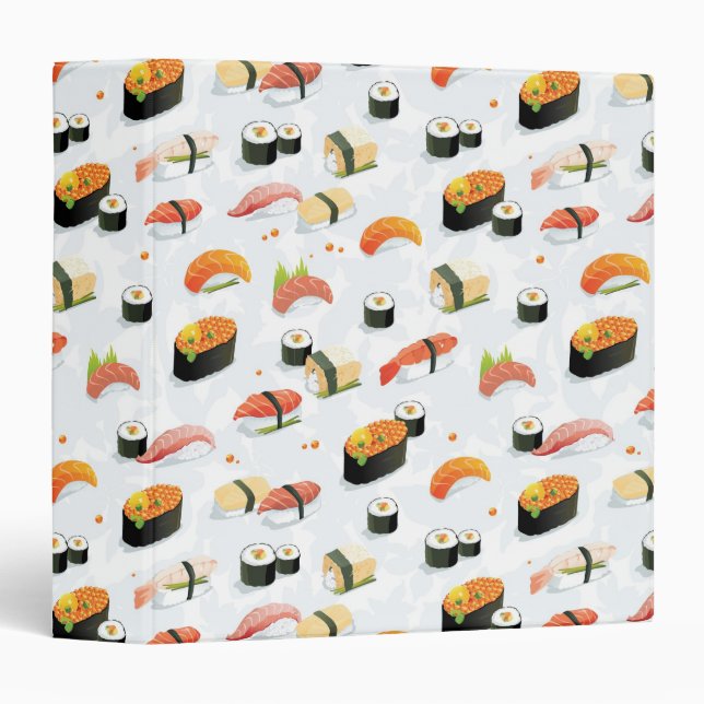 Classeur Nourriture japonaise : Motif de sushi (Devant/Côté)