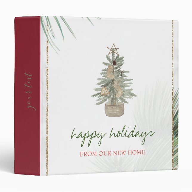 Classeur Nous avons déménagé, Arbre de Noël au pin aquarell (Devant/Côté)
