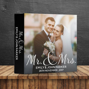 Classeur Nouveau Mariage photo Mr & Mrs Black White Keepsak